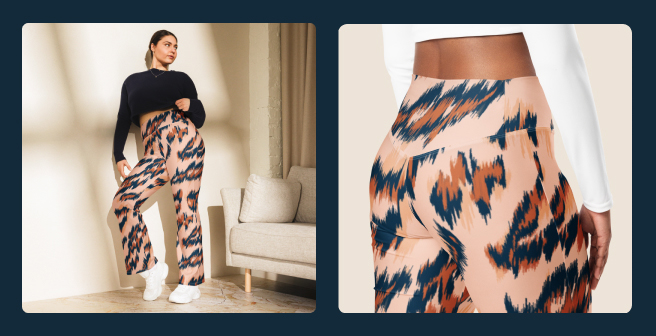 photo of custom printed leggings with pockets