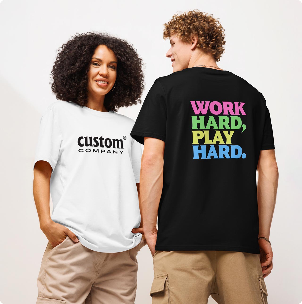 two people standing next to each other