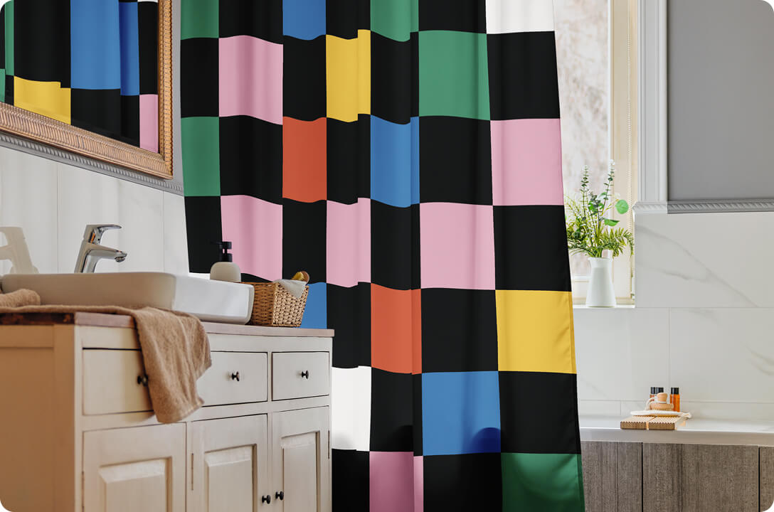 checkered shower curtain