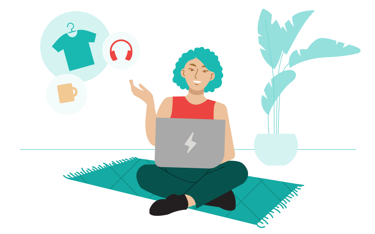 Une femme crée une entreprise de t-shirts grâce à son ordinateur portable