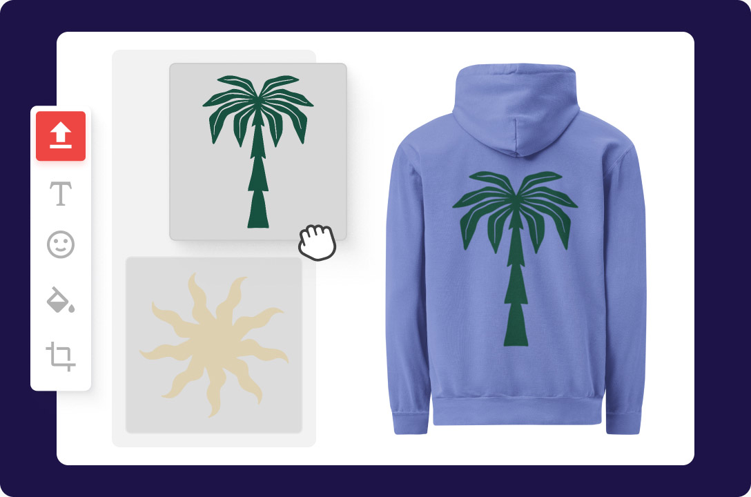 multiple designs on a hoodie in design maker