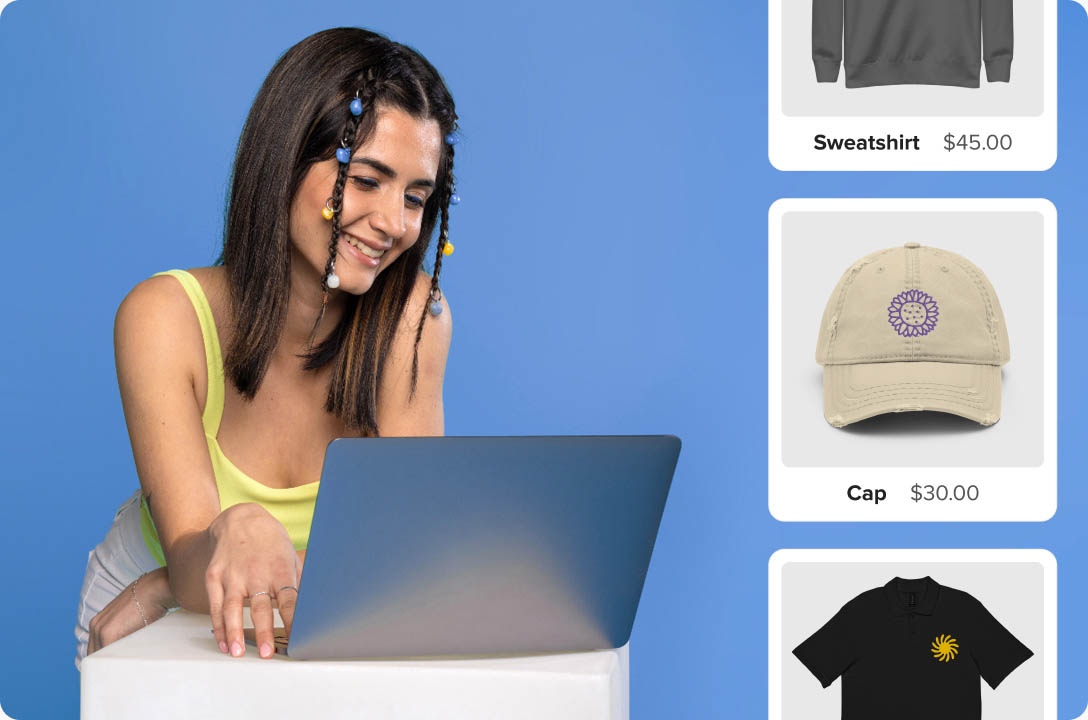 a woman looking at a laptop