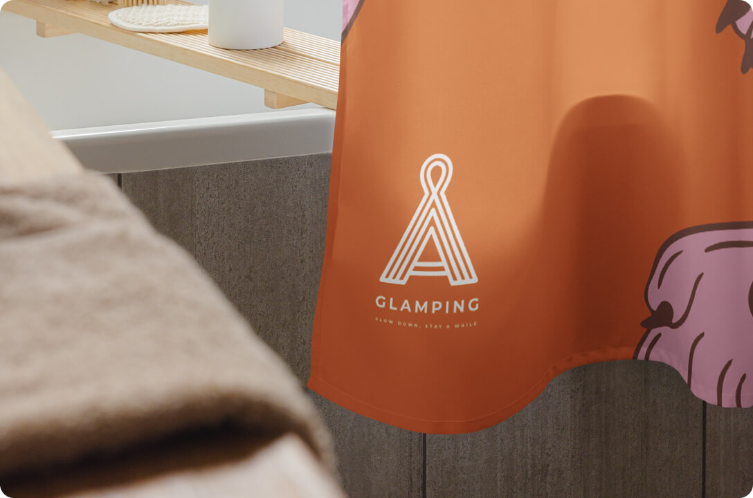 shower curtain with a logo