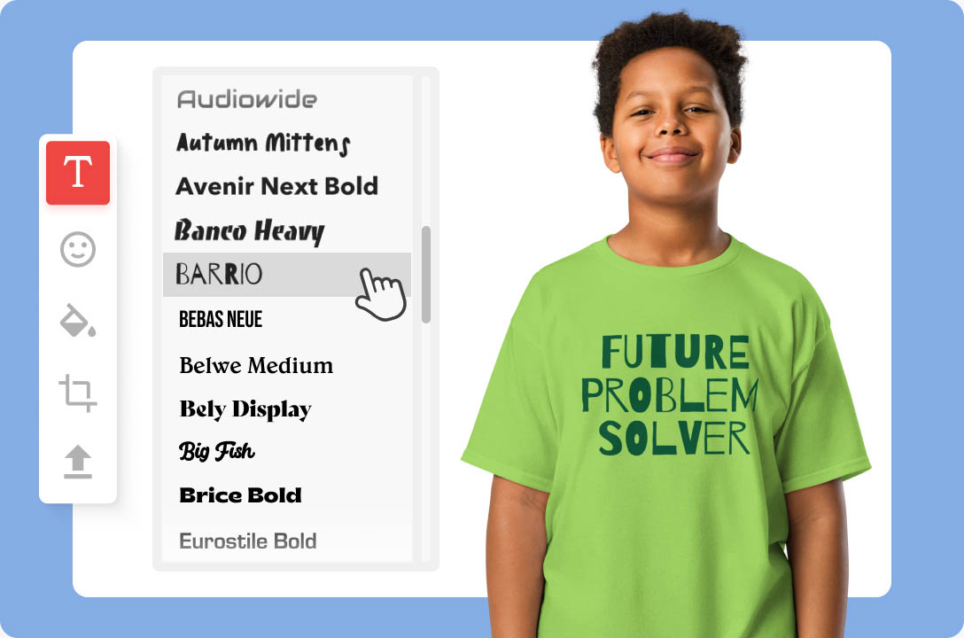 a boy in a green shirt