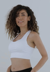 All-Over Print Recycled Longline Sports Bra video thumbnail