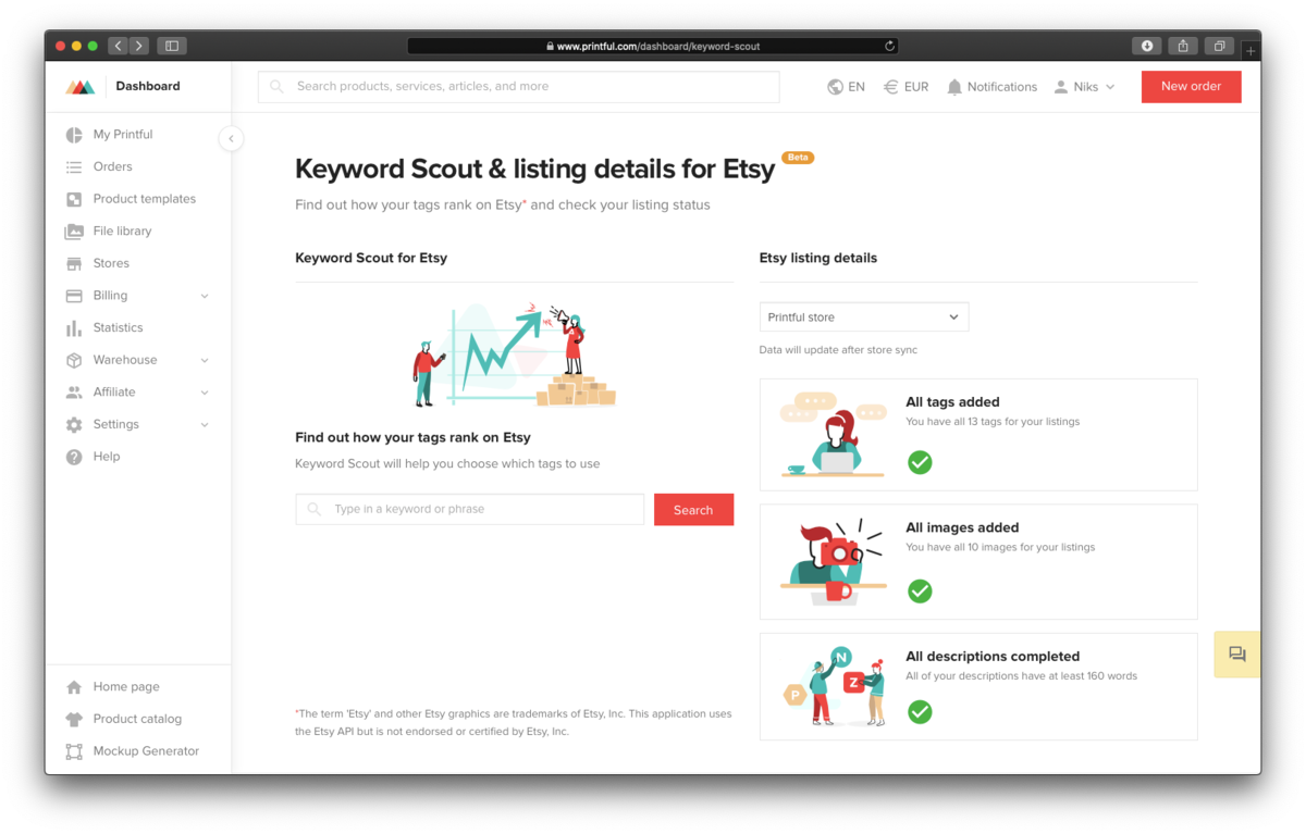 Printful Launches A New Marketplace Keyword Research Tool News Printful