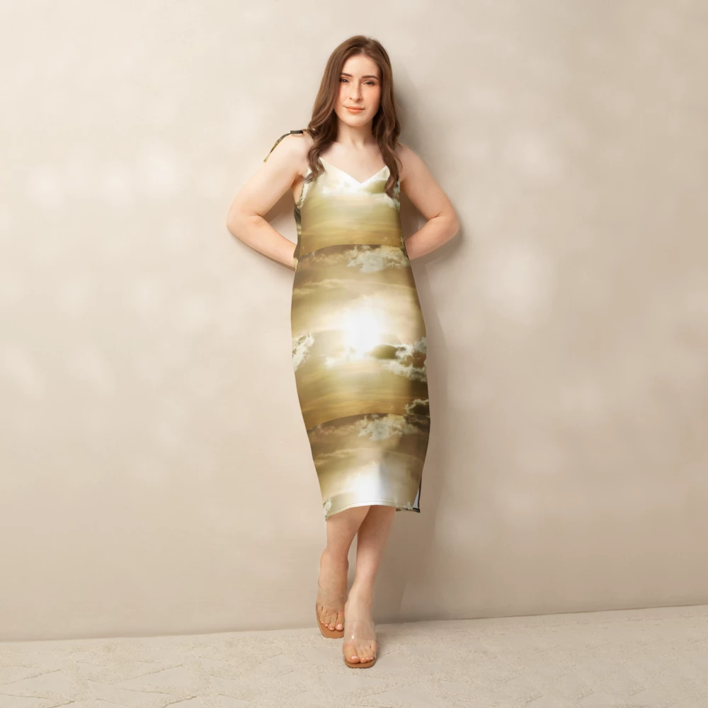 Golden Rays Sun - Tie-strap midi dress
