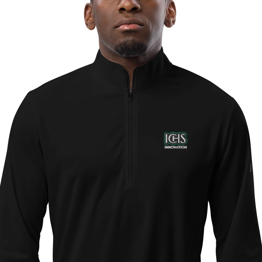 Adidas quarter zip pullover with ICHS trimmed in green embroidered logo