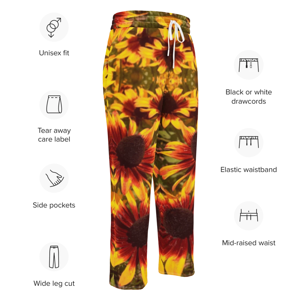 Balanced Yellow Flower Wide-leg joggers